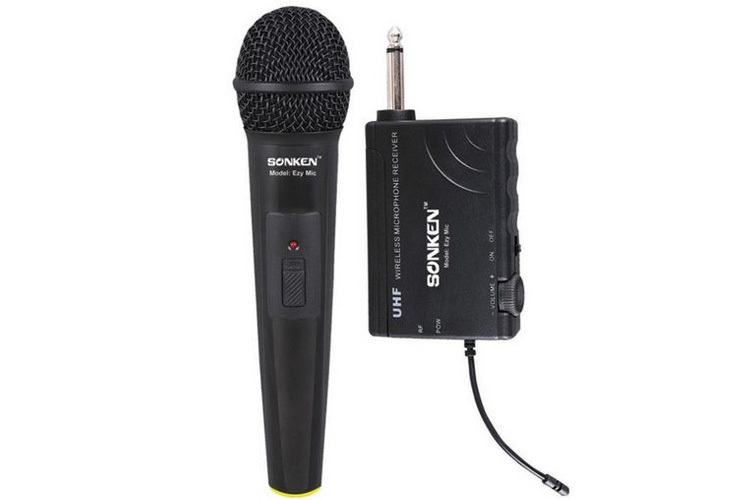 FREE POSTAGE UHF WIRELESS MICROPHONE KIT SONKEN Ezy Mic 660 -690 Mhz  Handheld microphone is rechargeable or use a 1.5V AA battery for instant power. Noise interference free up to 30 metres. Standard size hand-held microphone. 