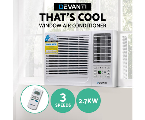 WAC-09H-WH Devanti Window Air Conditioner Portable 2.7kW Wall Cooler Fan Cooling Only
